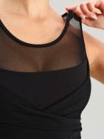 Black Mesh Cross-Front Tank Top - Light Support - Image 4
