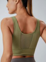 Green Mesh Cross-Front Tank Top - Light Support - Image 2