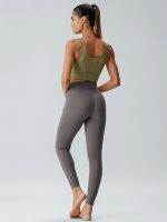 Green Mesh Cross-Front Tank Top - Light Support - Image 3