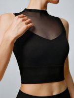 Black Mesh Sleeveless Tank Top - Light Support - Image 4