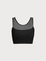 Black Mesh Cross-Front Tank Top - Light Support - Image 8