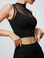Black Mesh Sleeveless Tank Top - Light Support - Image 3