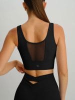 Black Mesh Cross-Front Tank Top - Light Support - Image 2