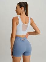 Light Blue Mesh Cross-Front Tank Top - Light Support - Image 4