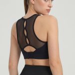 Black Mesh Cutout Racerback Yoga Tank Top