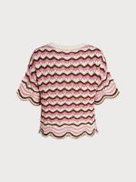 Pink Wave Crochet Short Sleeve Top - Image 7