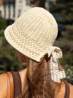 Khaki Bow Straw Hat - Image 3