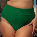 Green High Waisted Plus Size Bikini Bottom