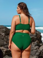 Green V-Neck Plus Size Bikini Top - Image 2