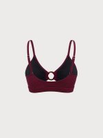 Burgundy Jacquard O-Ring Plus Size Bikini Top - Image 6