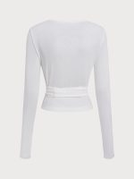 White Long Sleeve Strappy Yoga Wrap Jacket - Image 7