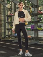 Cream Cropped Fleece Zip-Up Sports Jacket - Image 4