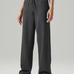 Black Drawstring Wide Leg Lounge Pants