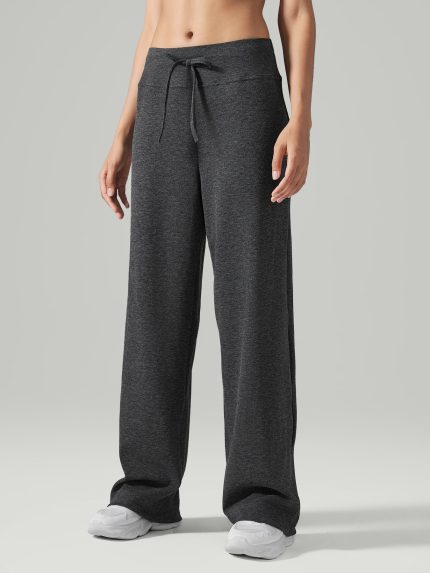 Black Drawstring Wide Leg Lounge Pants