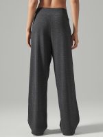 Black Drawstring Wide Leg Lounge Pants - Image 2