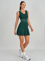 Olive Green Front Zip Line Sport Dress - Image 5