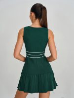 Olive Green Front Zip Line Sport Dress - Image 2