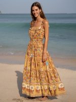 Yellow Print Beach Dresse - Image 5