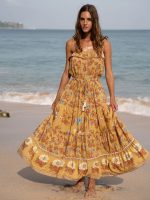 Yellow Print Beach Dresse - Image 4