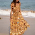Yellow Print Beach Dresse