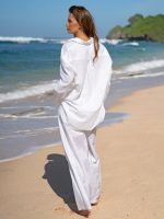 White Cotton-Linen Cover-up Shirt - Image 5