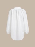 White Cotton-Linen Decorative Button Blouse - Image 7