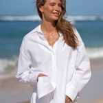White Cotton-Linen Cover-up Shirt