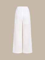 White Cotton-Linen Wide-Leg Cover-Up Pants - Image 7