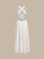 White V Neck Plaeted Beach Dress - Image 10