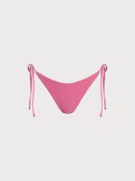 Pink Floral Jacquard Tie Bikini Bottom - Image 3