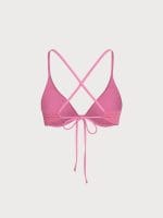 Pink Jacquard Underwire Triangle Bikini Top - Image 6