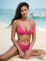 Pink Jacquard Underwire Triangle Bikini Top
