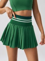 Green Pleated Pockets Sports Skirt