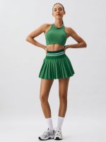 Green Pleated Pockets Sports Skirt - Image 3