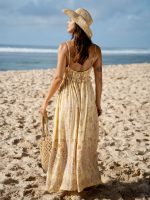 Yellow Sleeveless Tie Beach Dress - Image 5