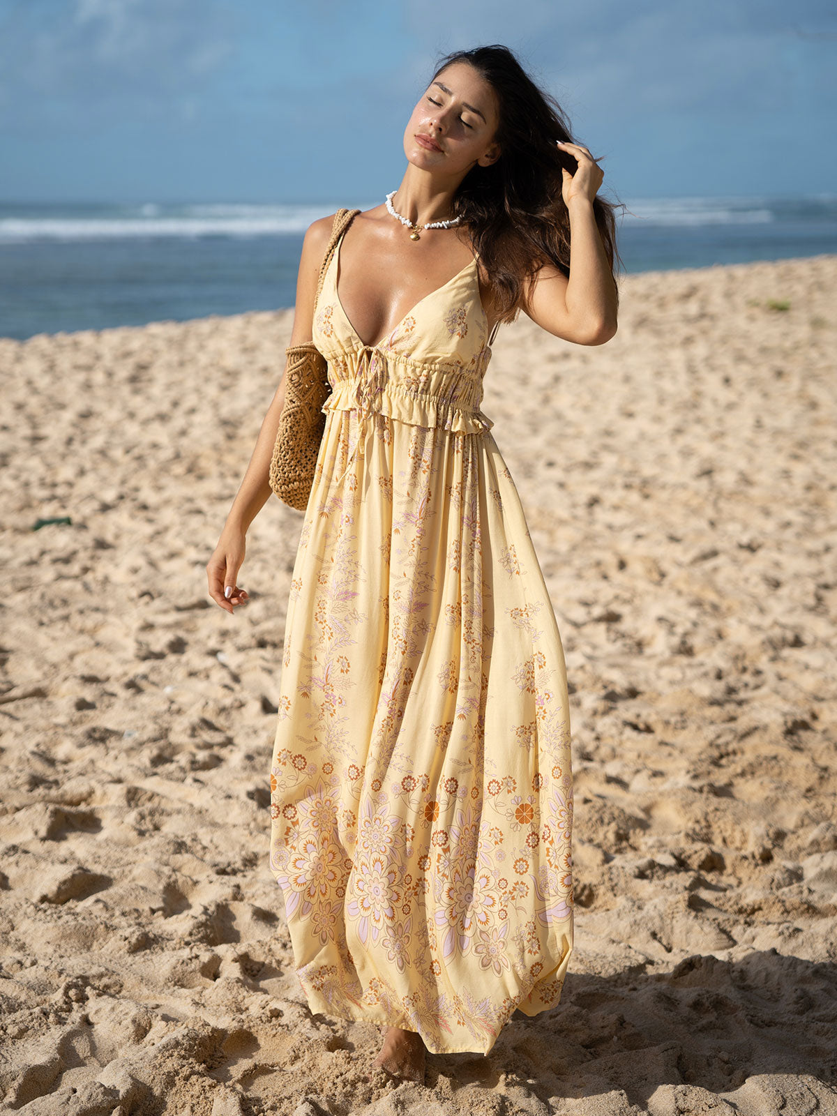 women_s-woven-rayon-cover-ups-sustainable-cover-ups-r1u46k Yellow Sleeveless Tie Beach Dress - Image 1