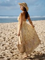 Yellow Sleeveless Tie Beach Dress - Image 2